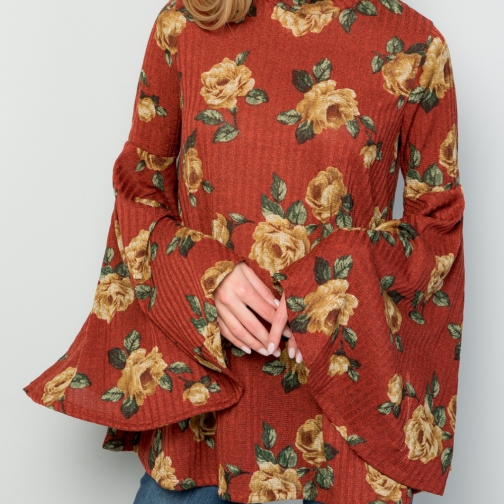 🆕️ Rust Floral Print Sweater